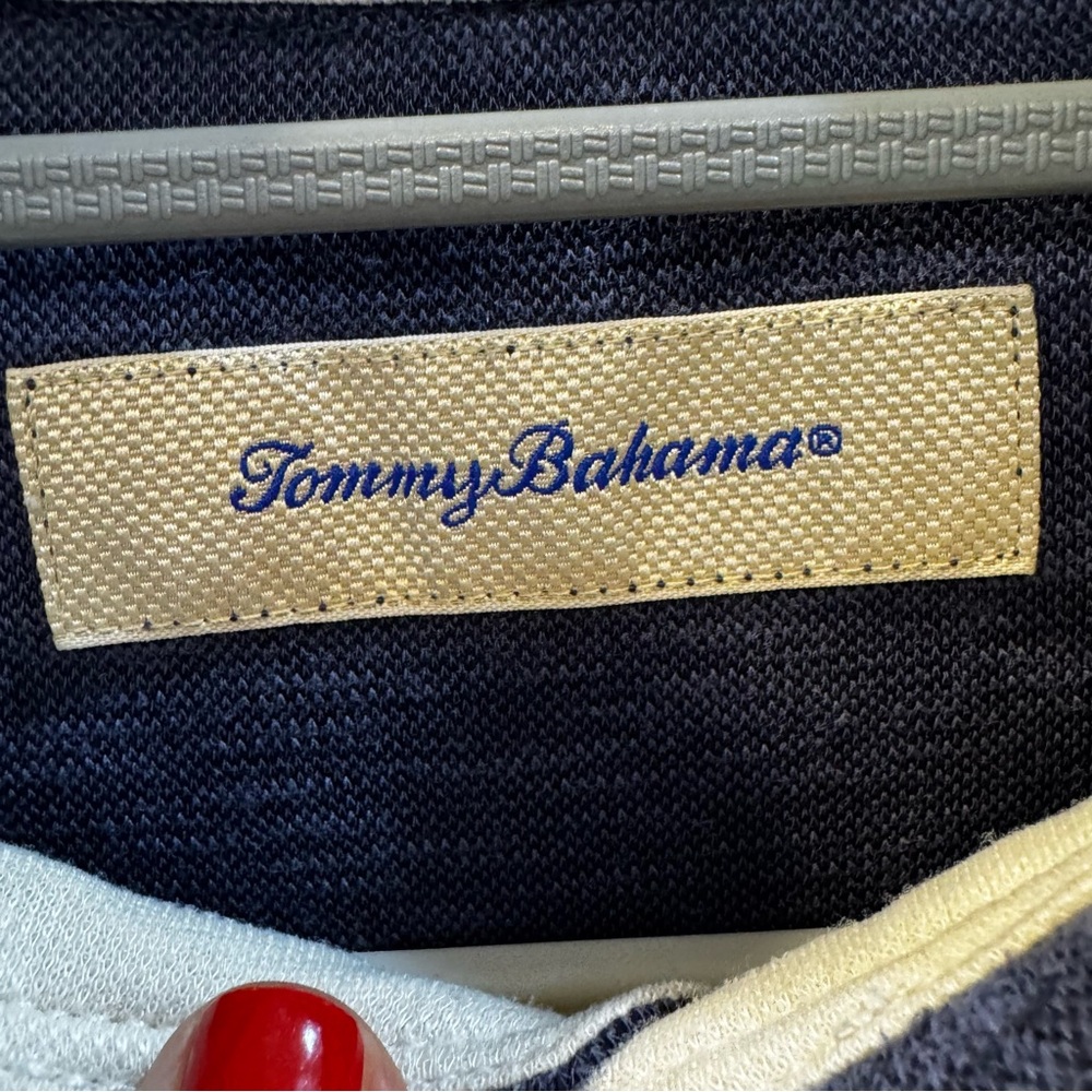 Tommy Bahama Navy Long Sleeve Polo Shirt Soft Tencel Modal size Medium - Picture 3 of 5